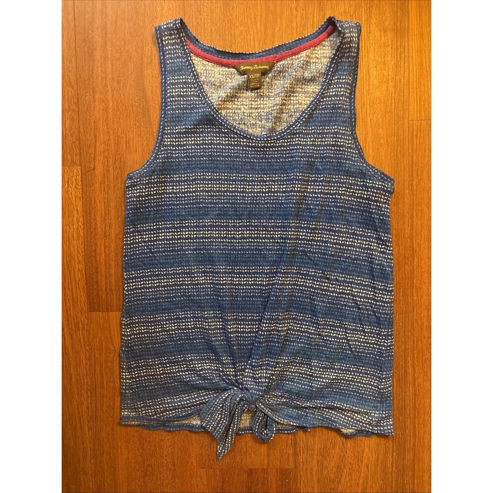 Tommy Bahama Women's XS Blue Striped Tie Front Tank Top
